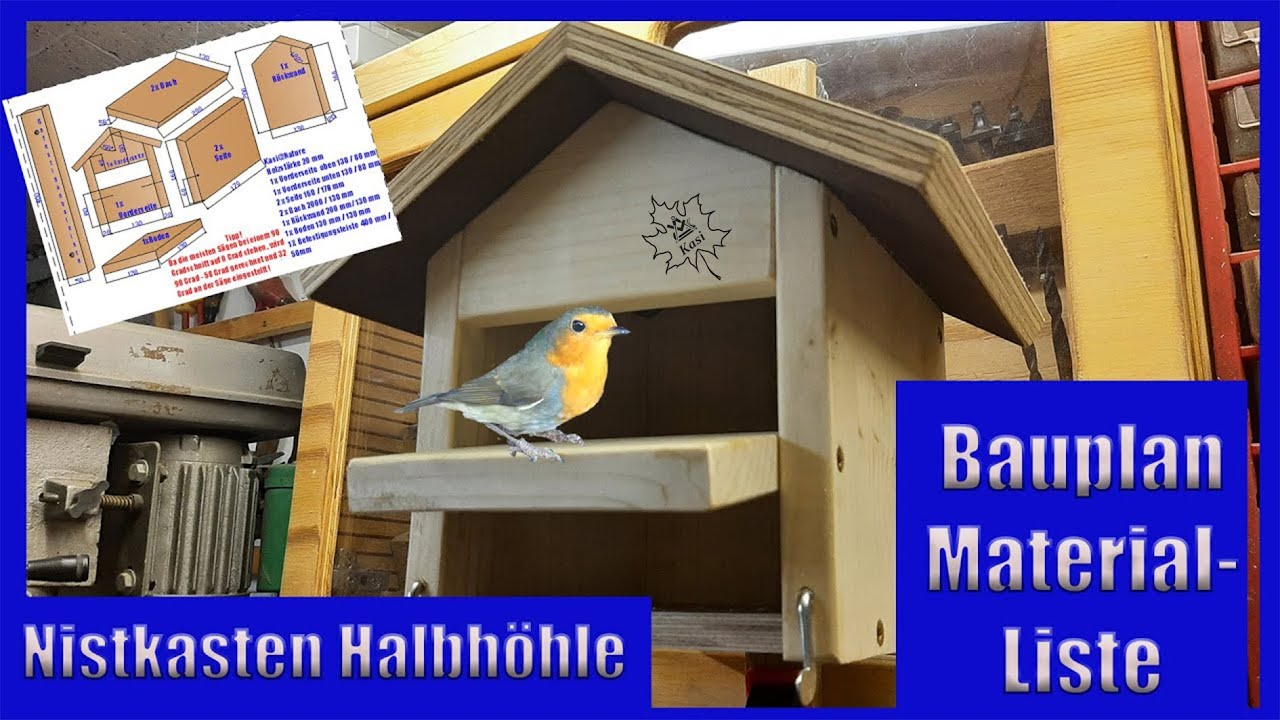 DIY Nistkasten Halbhöhle für Rotkehlchen . Bauplan zum selber Bauen ist in der Beschreibung verlinkt