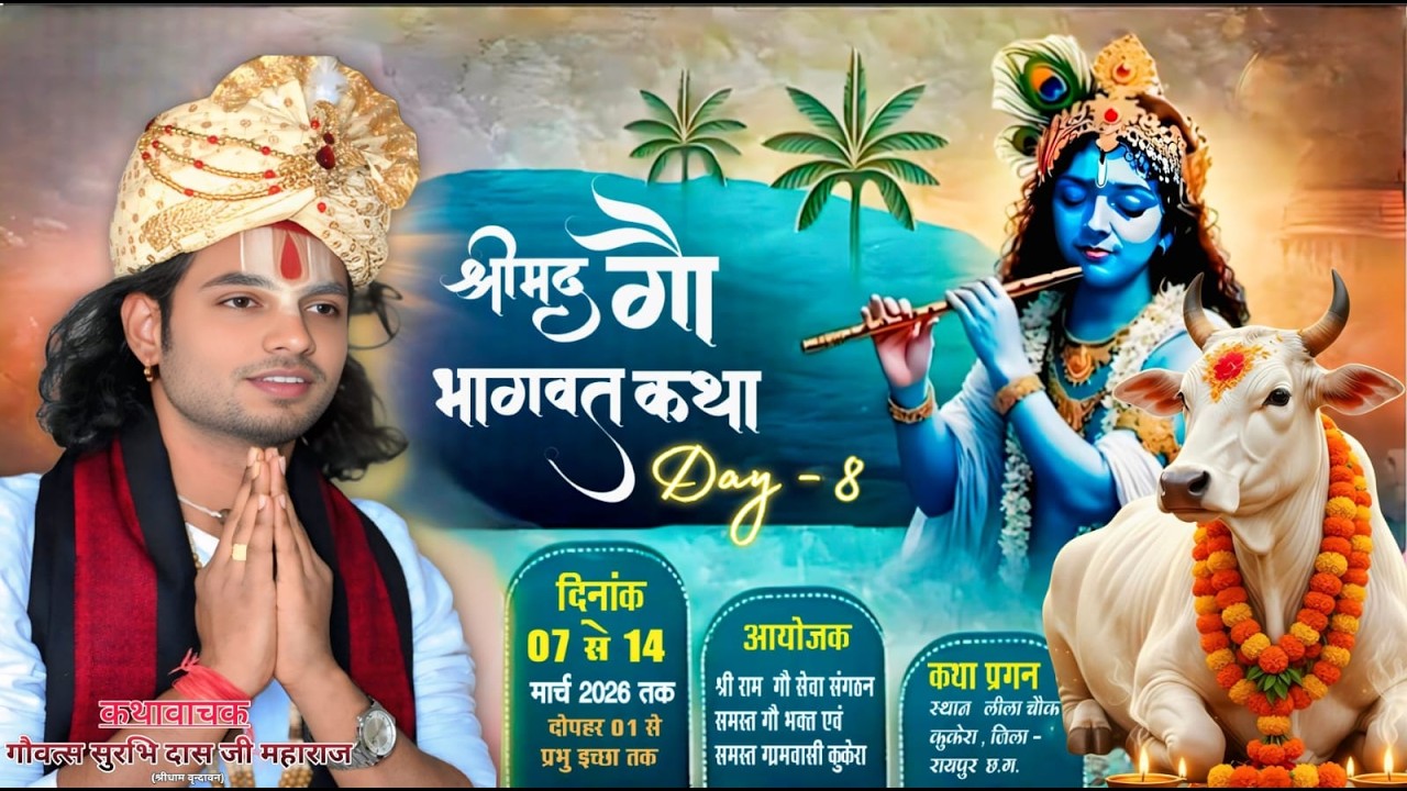 LIVE 🔴 DAY 8 श्रीमद् गौ भागवत कथा  कुकेरा ,जिला - रायपुर (छ.ग.)  II  GOVATS SURBHI DAS JI ||