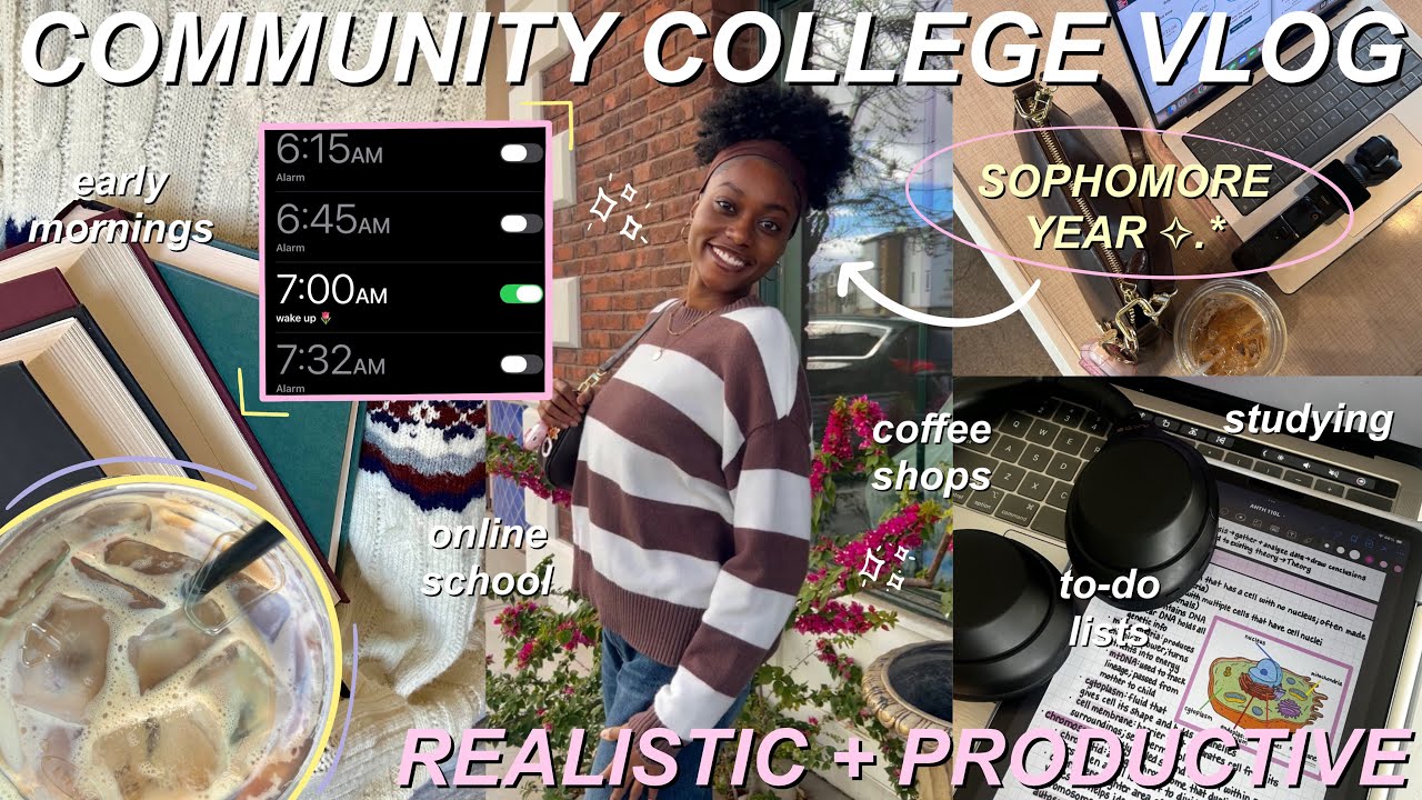 Productive College Vlog *community college* | productivity, study tips, cafes, and more!