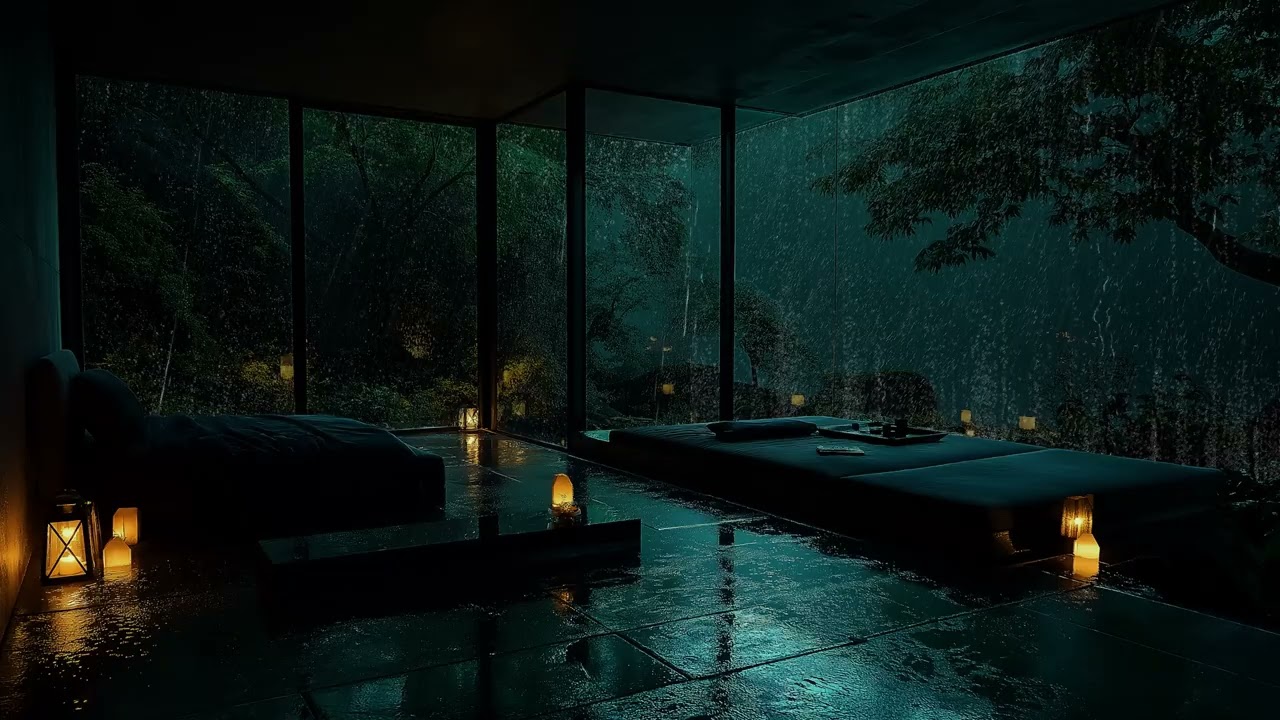 A Dark Room Holding Gentle Rain Sounds (No Ads) Calm Ambience for Rest 🌧️