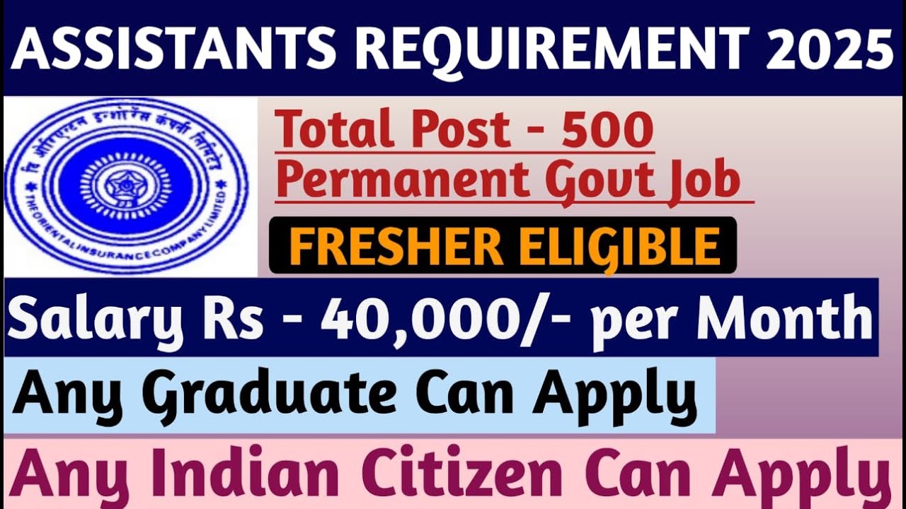 Central Govt Assistants Vacancy 2025 | Eligibility | Age | Salary | Graduate apply | full details |