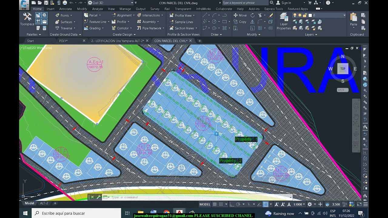 lotización con parcela de civil 3d