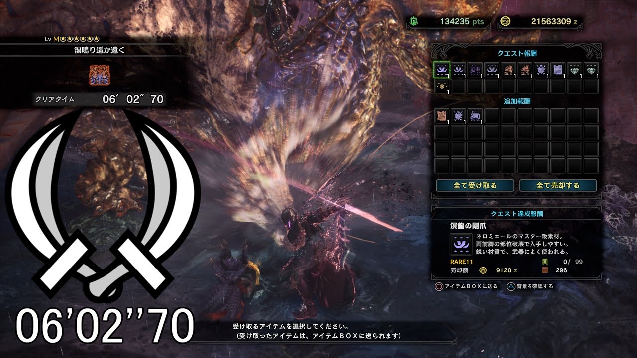 【MHWI】溟鳴り遥か遠く 歴戦王ネロミェール 双剣 ソロ 06'02