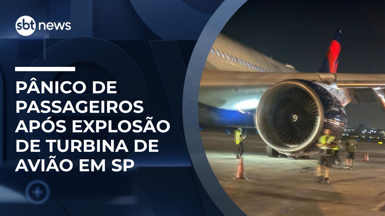 Passageiros registram explos&atilde;o de turbina de avi&atilde;o em SP | #SBTNews