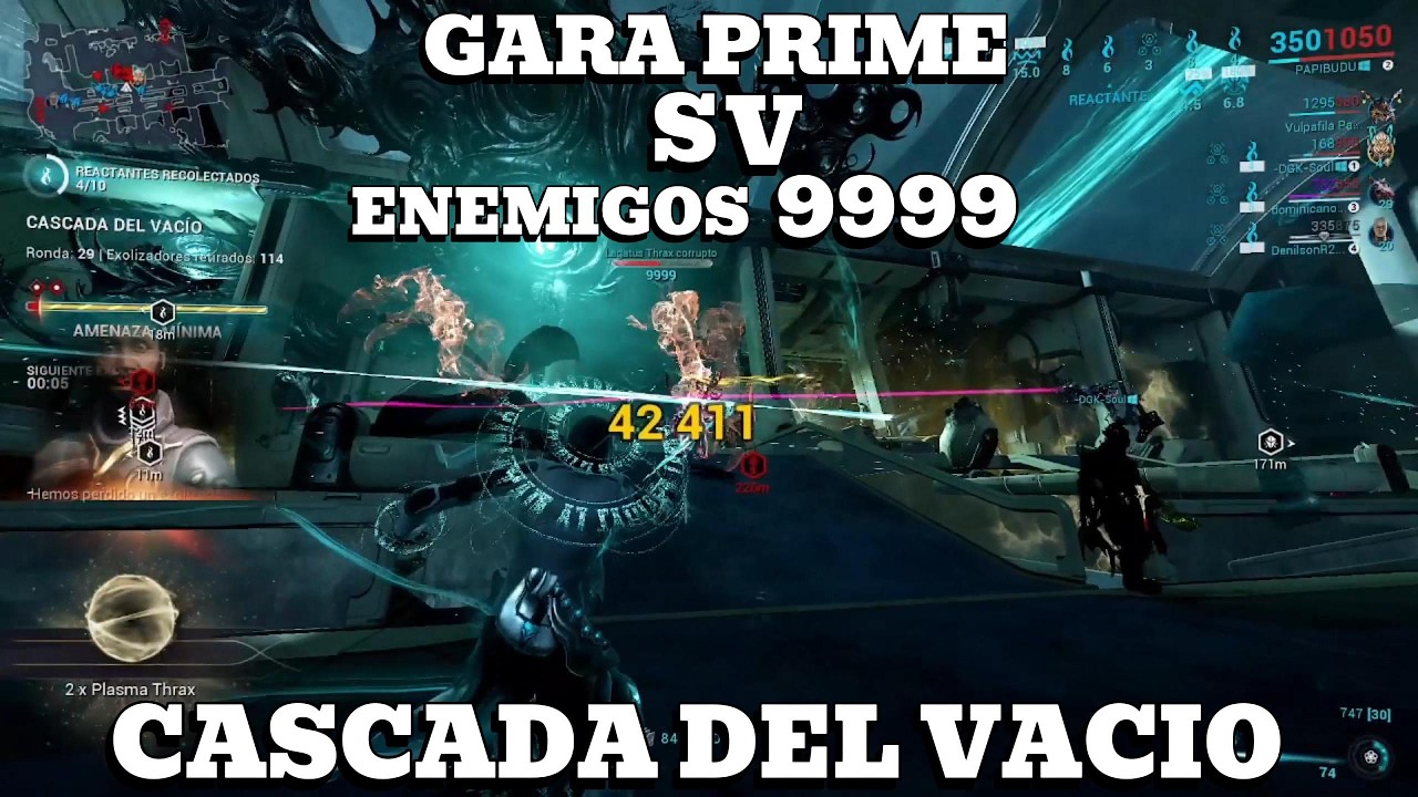 gara prime vs enemigo 9999 en Warframe nuke zariman cascada del vacio importa 