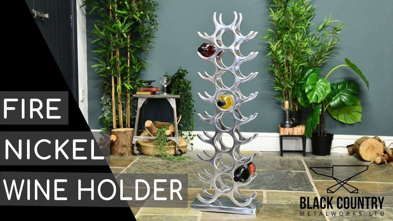 Polished Aluminium 27 Bottle Floor Standing Wine Rack