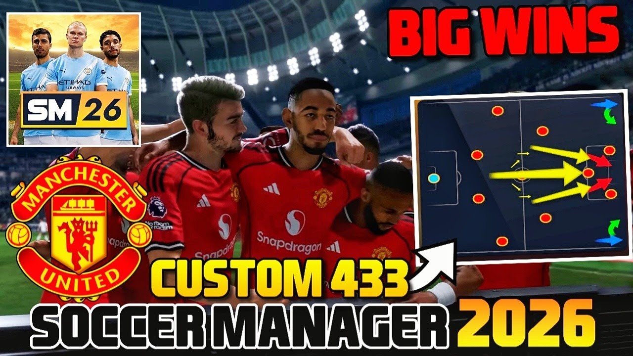 SM26 BEST TACTICS MANCHESTER UNITED 433 CUSTOM TACTICS SOCCER MANAGER 2026 BEST TACTICS