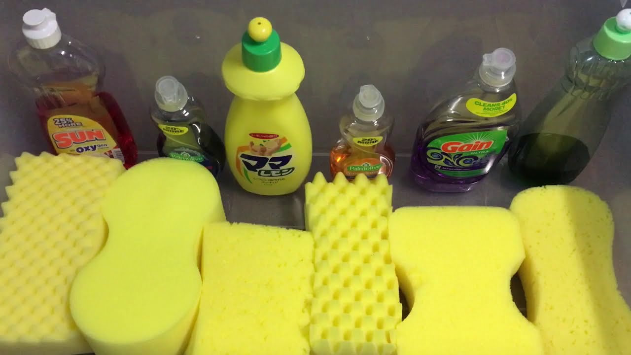 【ASMR】yellow sponges w/ dish soap🧽🌈黄色のスポンジたちと食器用洗剤洗剤でもこもこtime🧽🌈