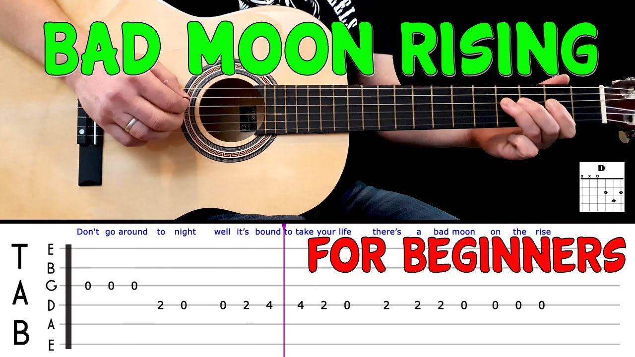 BAD MOON RISING | Easy guitar melody lesson for BEGINNERS (with tabs) - CCR