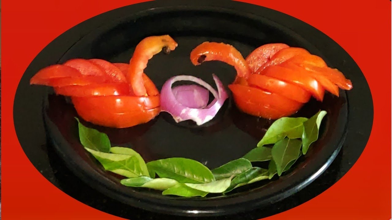Simple Vegetable Carving / Tomato 🍅 Swan Art / Tomato Twin Swan 🦢 Carving / Vegetable Art