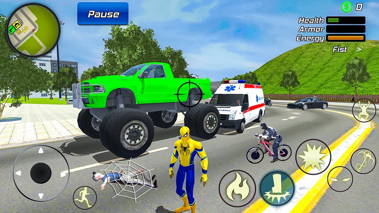 Spider Rope Hero Gangster Crime - Monster Truck at Vegas City - Android Gameplay
