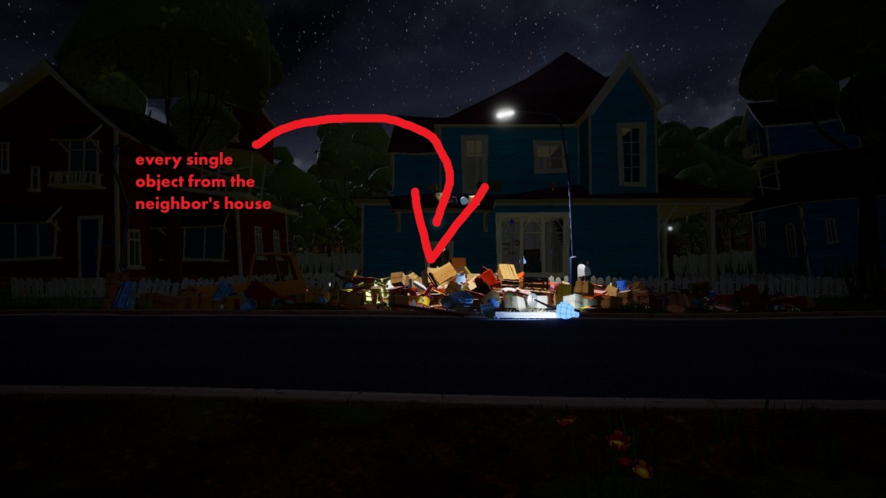 Stealing every single object from the neighbor's house in act 3