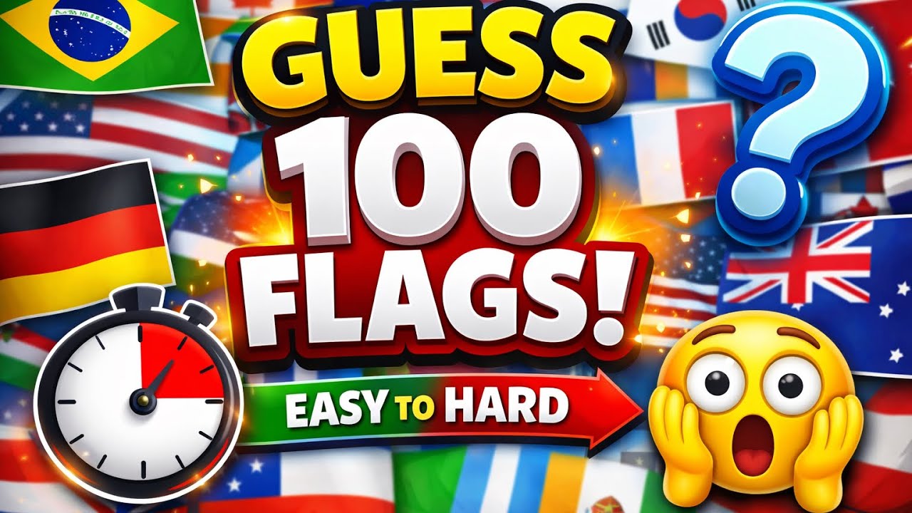 GUESS THE FLAG 🌍 | 100 Countries Quiz (Easy to Hard Challenge)