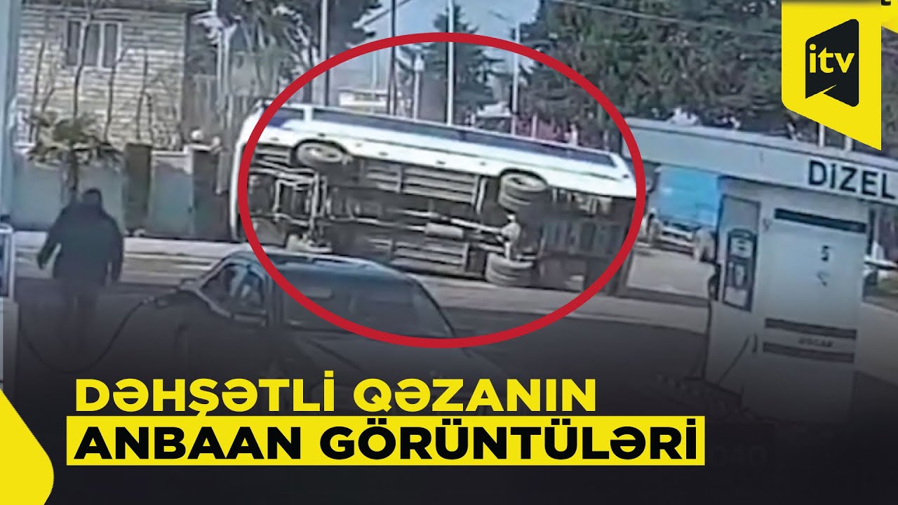 Lənkəranda avtobusun qəza anı