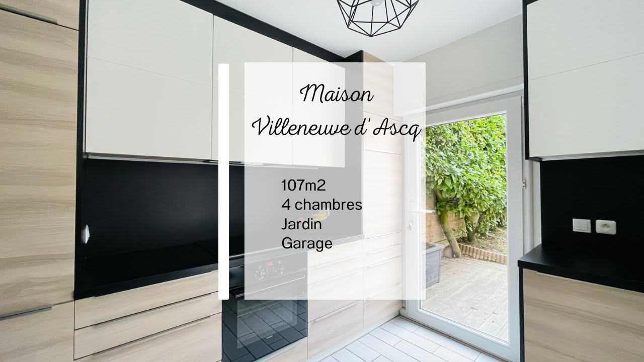 Maison à vendre Villeneuve-d’Ascq Triolo 107m2 - 4 chambres - jardin - garage