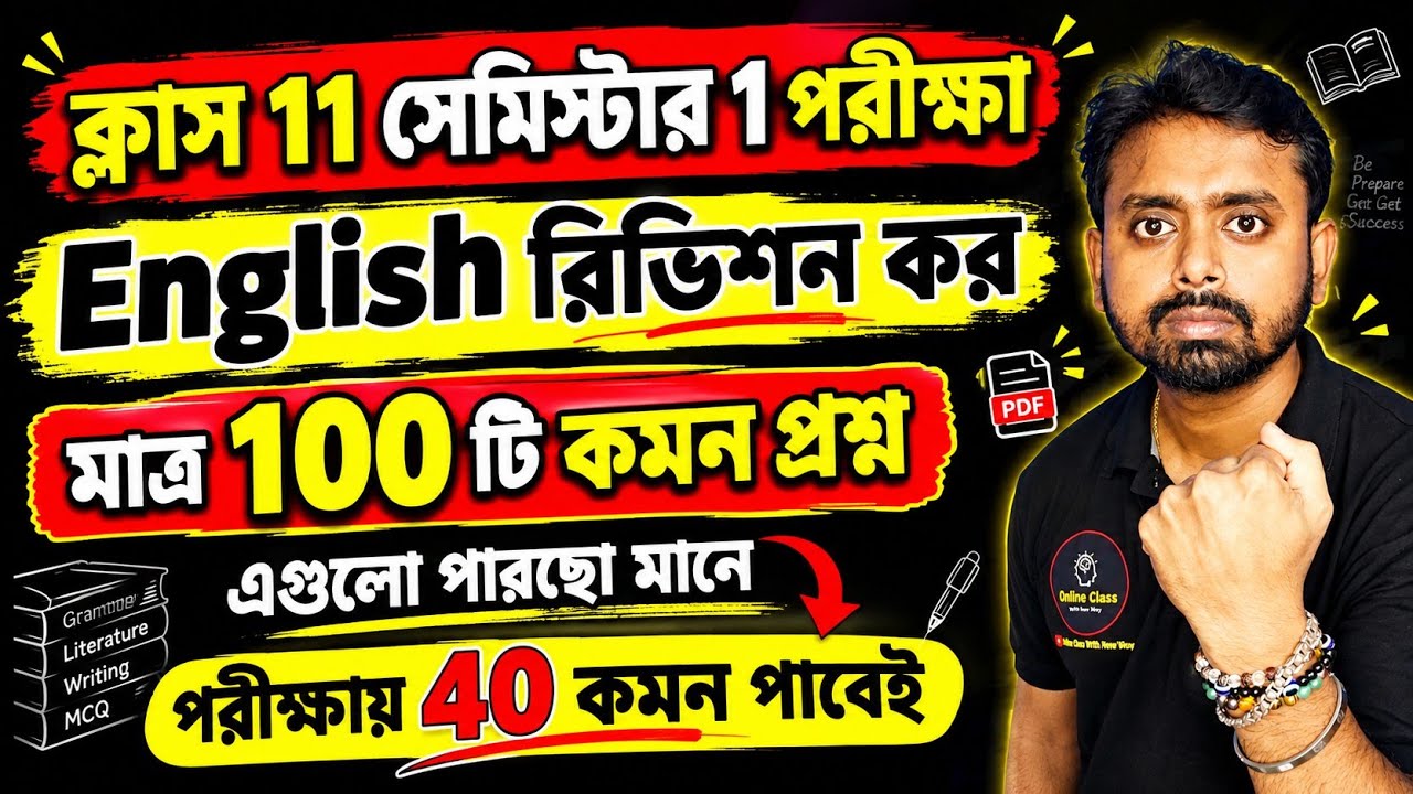 Class 11 Semester 1 English Question Paper 2026 | Class XI English 1st Semester Important Common Mcq