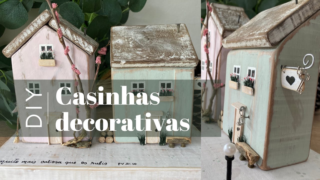 Diy casinhas decorativas cheias de detalhes utilizando coisas que você tem em casa.
