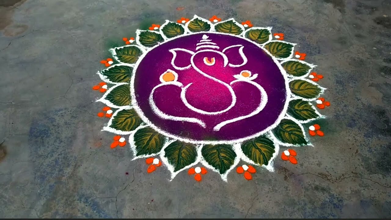 Simple and easy Ganesha rangoli for beginners | easy Ganesha muggulu | vinayagar kolam