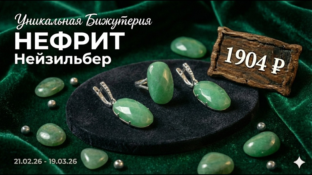 Цоизит, кахолонг, нефрит в нейзильбере. Подвески, броши, комплекты до 19 марта 2026 года.