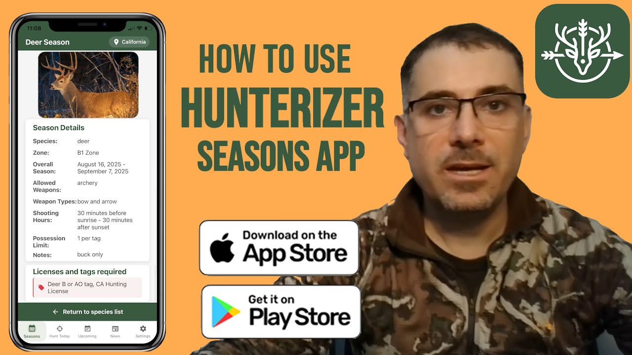How can hunters use the Hunterizer Seasons App (ver. 1.3.8)