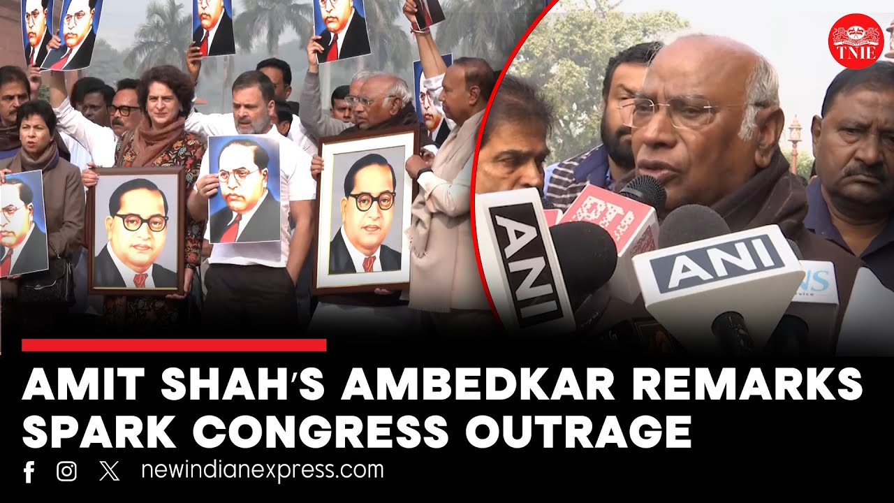 Congress leaders protest against Amit Shah's remarks on BR Ambedkar