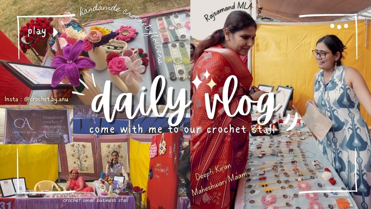 A Day in my life | we set up a crochet stall at a local mela 🧶🌸 | wholesome small biz vlog