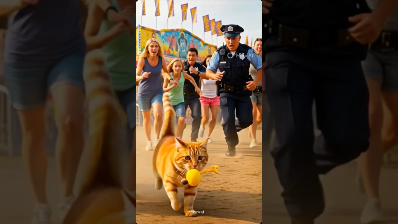 A cat was wandering through a fair when it spotted some children's toys...🐈😺