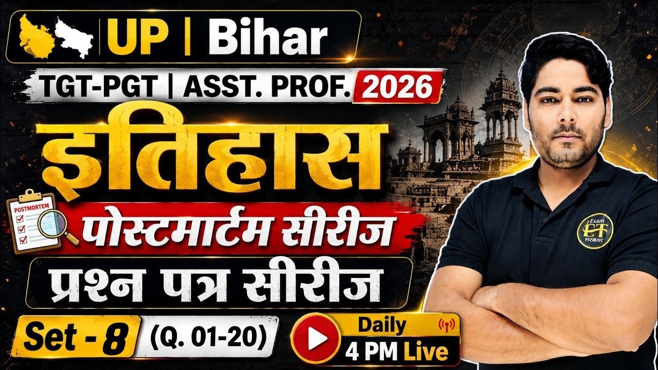 UP Bihar TGT PGT History Postmortem Series 2026 | Set-8 (Q.01-20) | History MCQs by Abhishek Sir