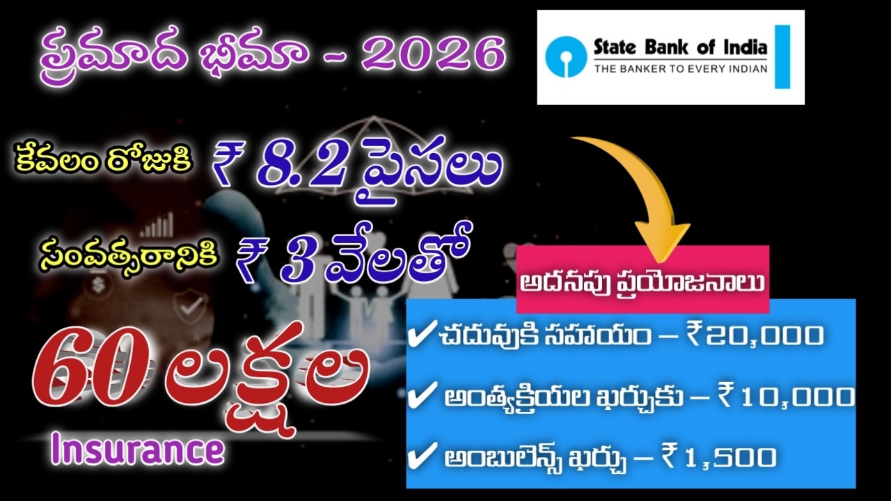₹8.2 పెట్టి ₹60 లక్షలు పొందండి SBI బీమాతో