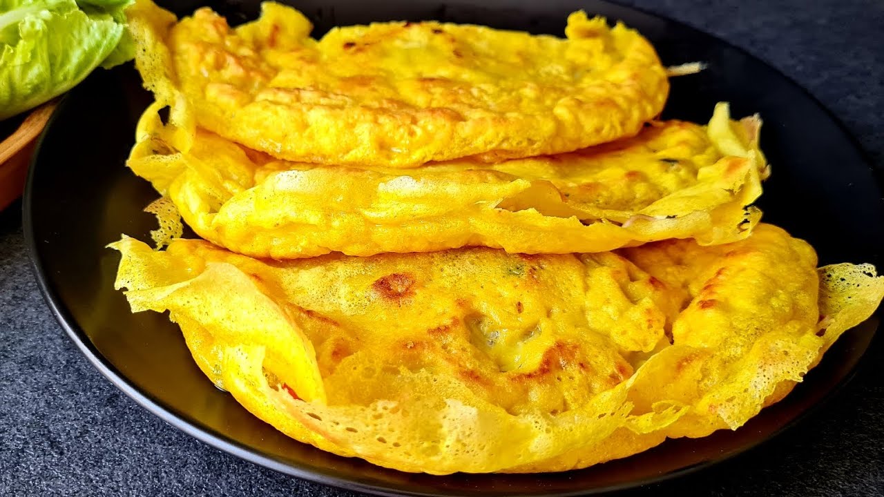 CÁCH ĐỔ BÁNH XÈO TRỨNG GIÒN 1 LOẠI BỘT