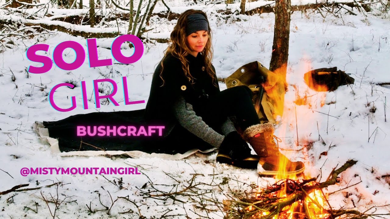 SOLO GIRL BUSHCRAFT ASMR in deep snow ❄️ #asmr #bushcraft #outdoors