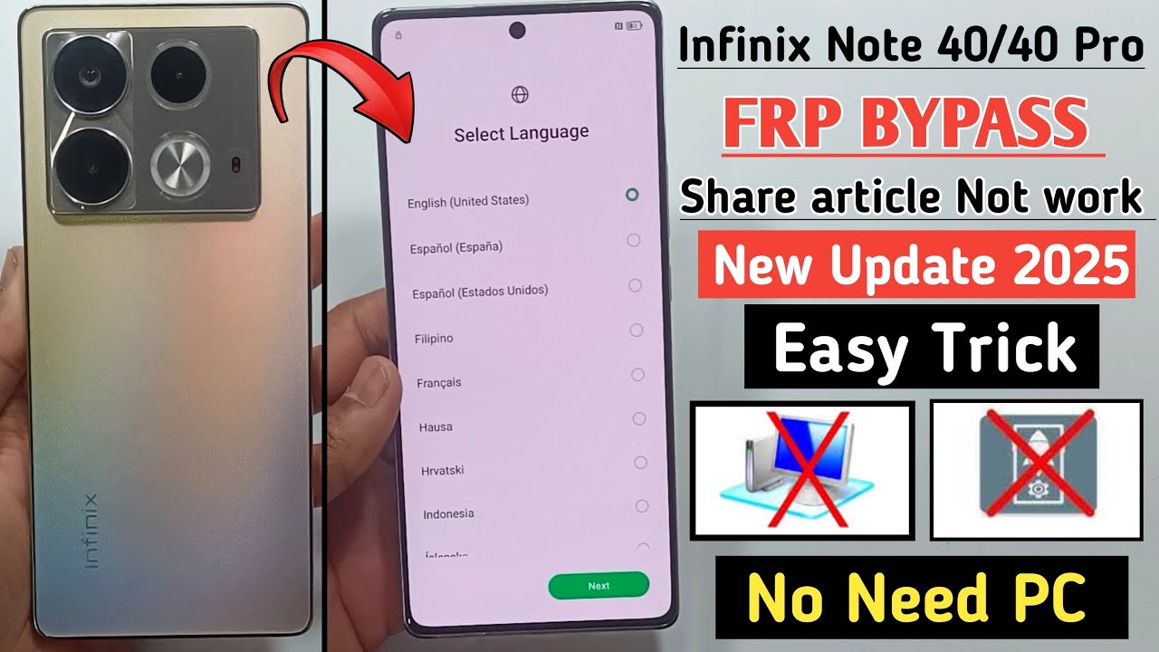 Infinix Note 40 Frp Bypass Android 14 | New Method 2025 | Share Article Not Working - WITHOUT PC