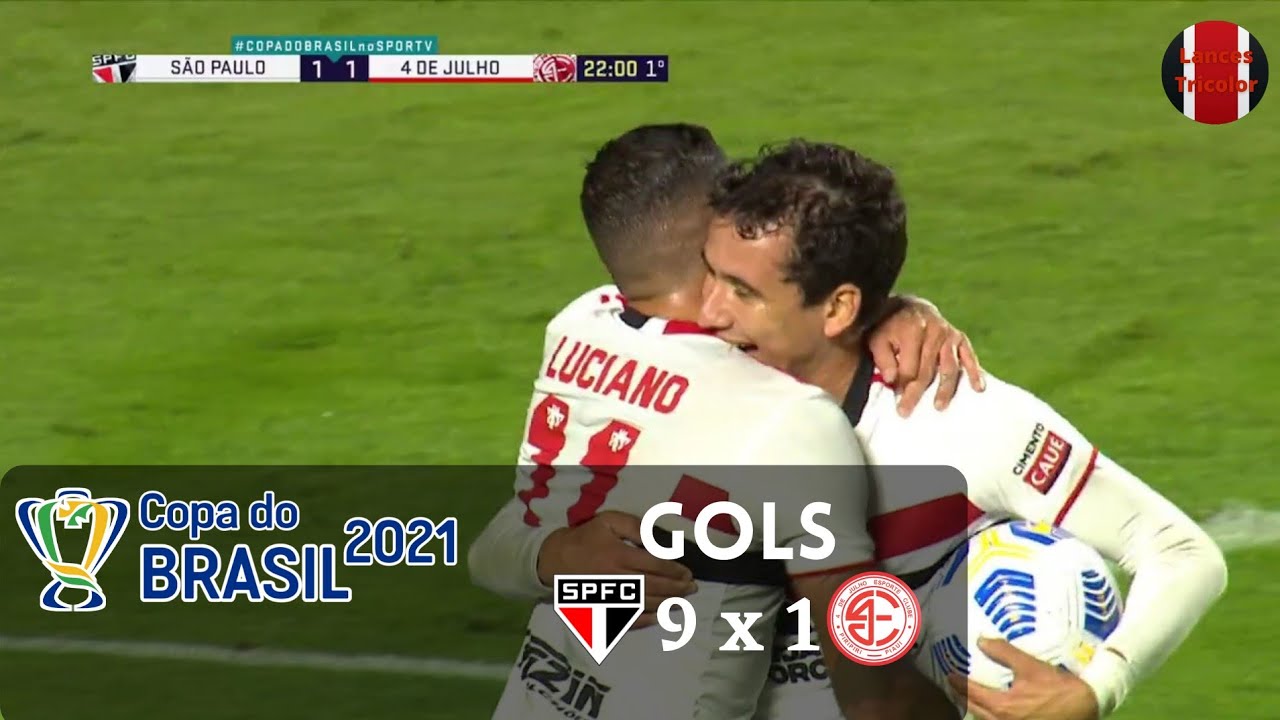 Gols - São Paulo 9x1 4 de Julho - 3ª fase Copa do Brasil 2021