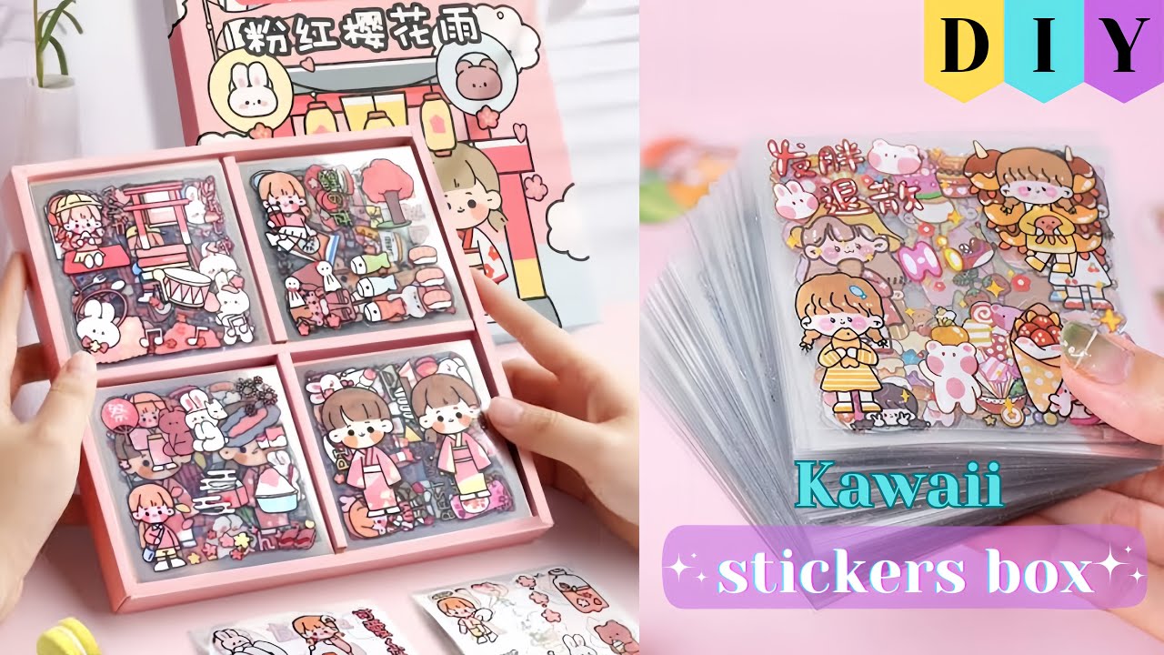 DIY Kawaii Sticker box | How to make | DIY Cute Stickers and box