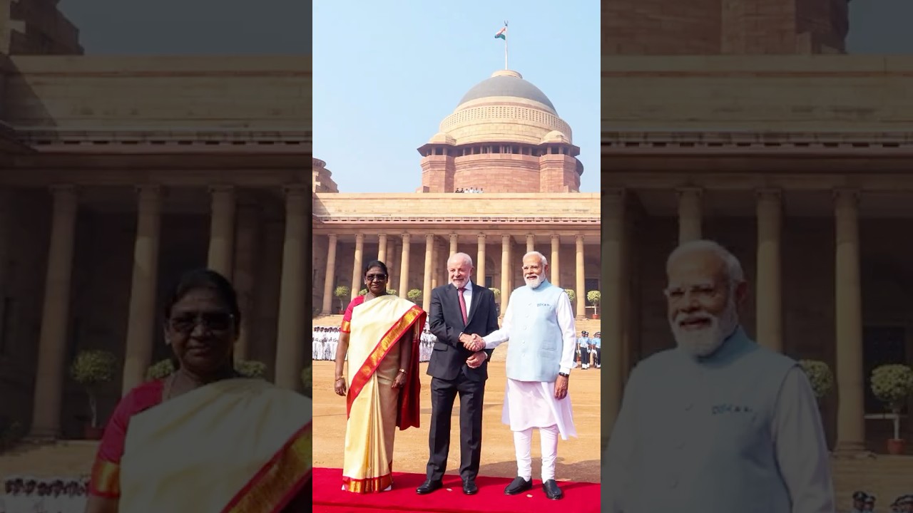 PM Modi attends the ceremonial welcome for President Lula of Brazil at Rashtrapati Bhavan | #shorts