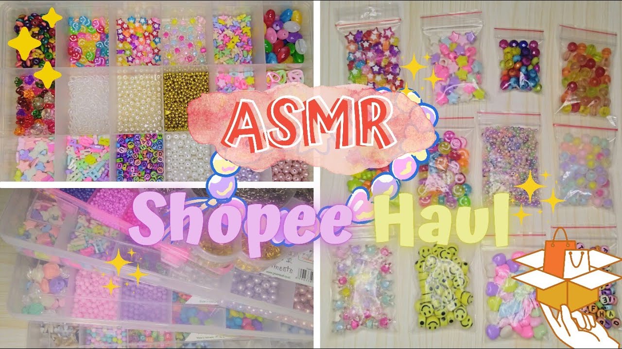 ASMR Shopee Haul 🌈✨| Organize My Beads | Manik-manik Gemoii