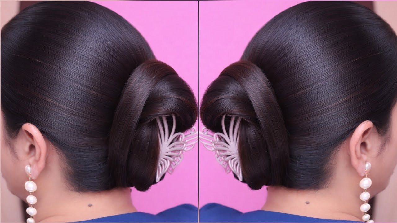 Beautiful Low Bun Hairstyle For Wedding 💒 Simple Self Juda Hairstyle For Long Hair 
