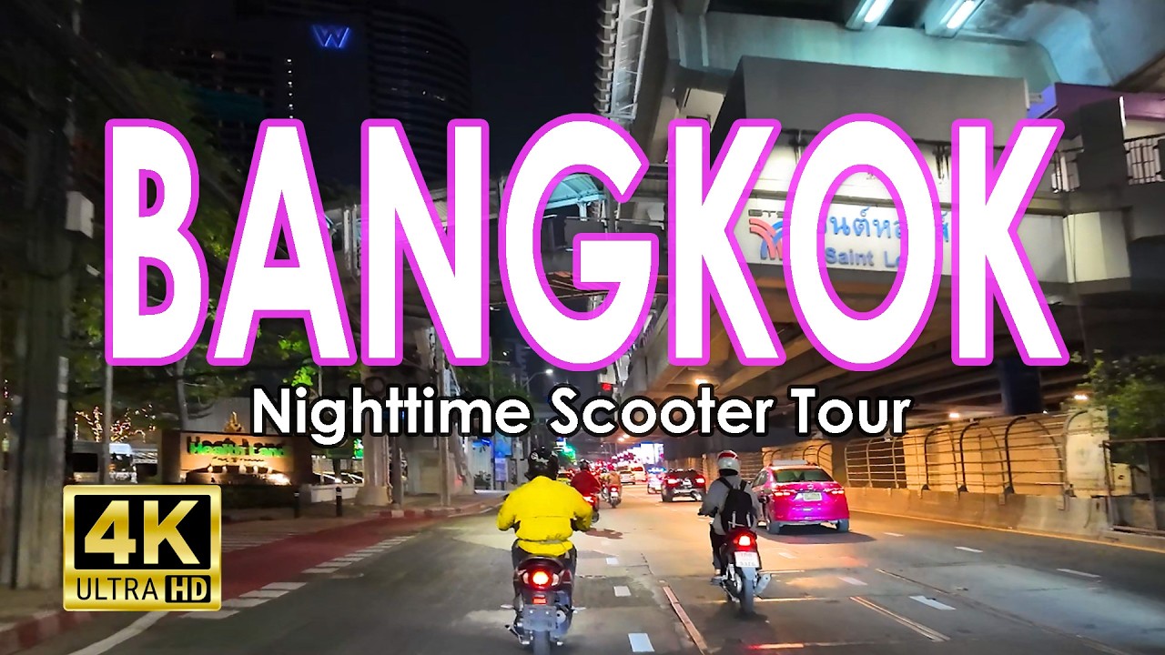 4K Nighttime Scooter Tour Through the Glowing Streets of Bangkok (Thailand) | 60fps