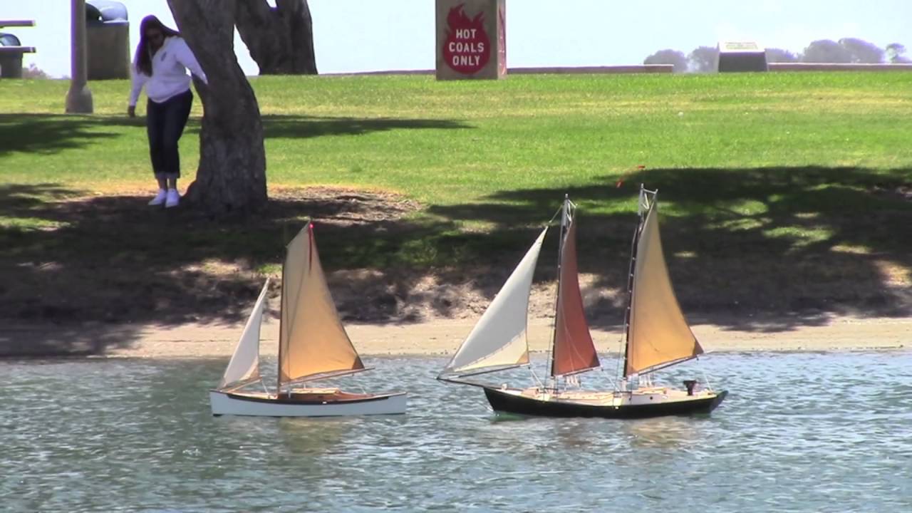 Schooner sailing on San Diego Model Yacht Pond