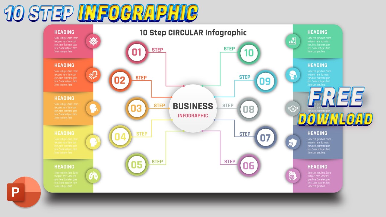 7.PowerPoint Tutorial 10 Step Circular infographic Presentation | #10steps, #graphicdesign