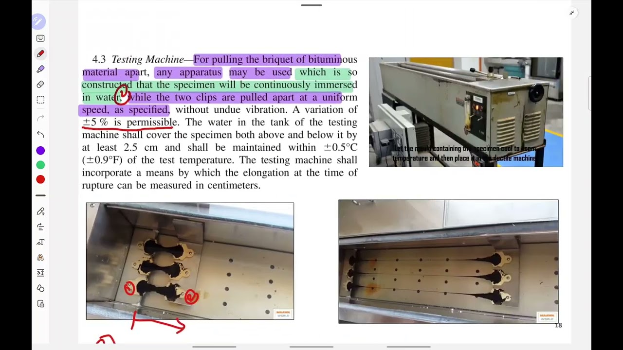 Experiment No. 4| ASTM D113 | Ductility test| اختبار قابلية السحب (الاستطالة) للمواد الإسفلتية