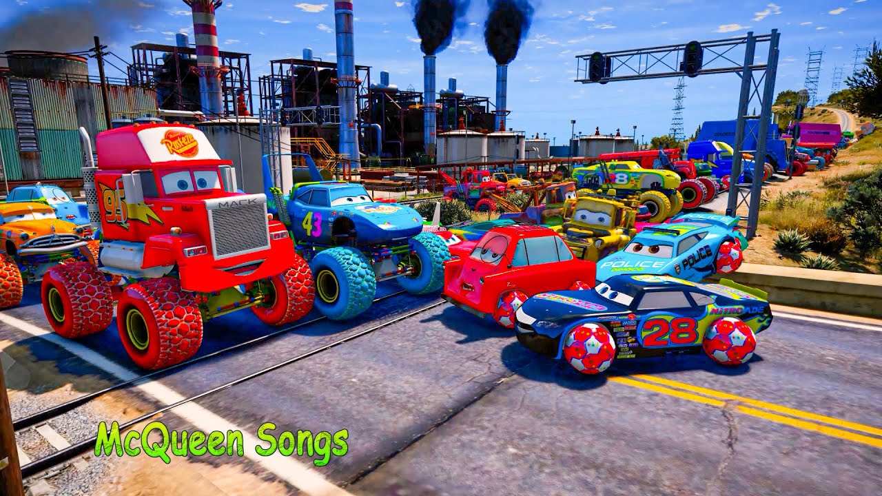 Cars McQueen Crazy Mack Monster Truck The King Dinoco Aiken Police Cruz Ramirez Dinoco Jackson Storm