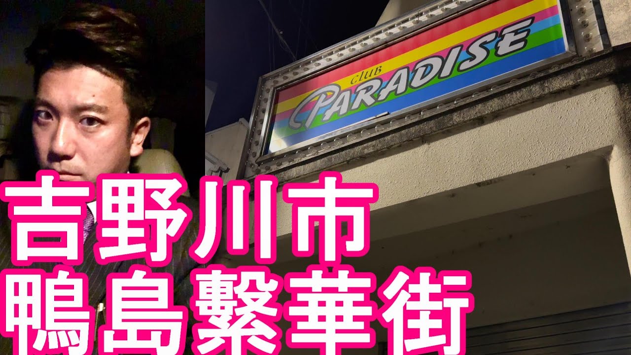 徳島県吉野川市！夜の繁華街（旧鴨島町）JR鴨島駅周辺-市街地を散策！徳島市から20キロ 吉野川沿いの都市！旧鴨島町、川島町、山川町、美郷村が合併！Yoshinogawa city,Japan