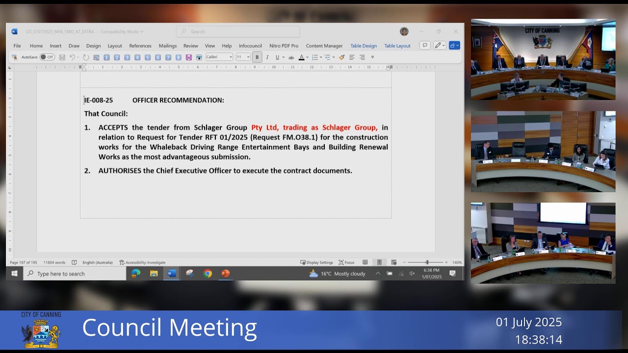 Special Council Meeting - 1 July 2025 at 6pm