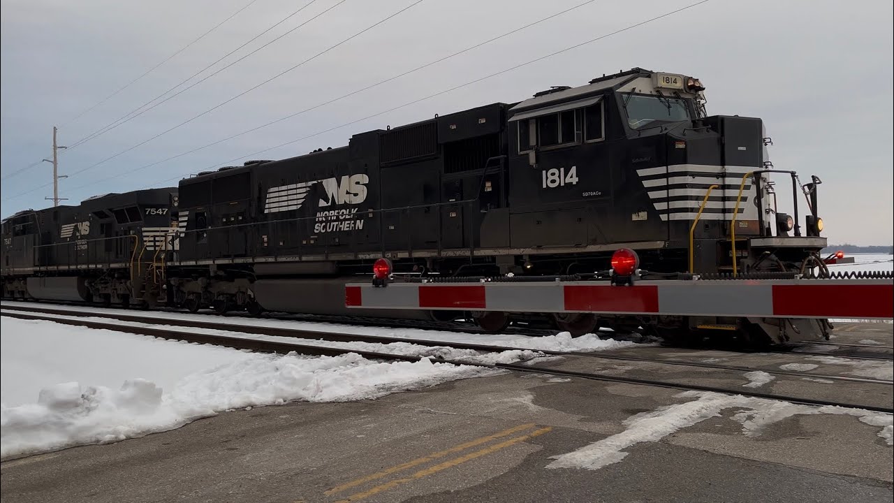 NS 1814 leads NS 168 (Chattanooga, TN to St. Louis, MO) at Princeton, IN Thursday 4:56 PM ​