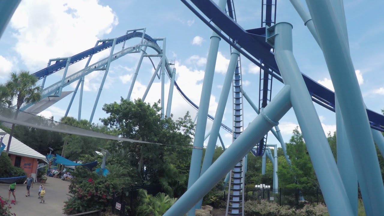 [4K] Manta Roller Coaster Front Seat 2015, SeaWorld Orlando