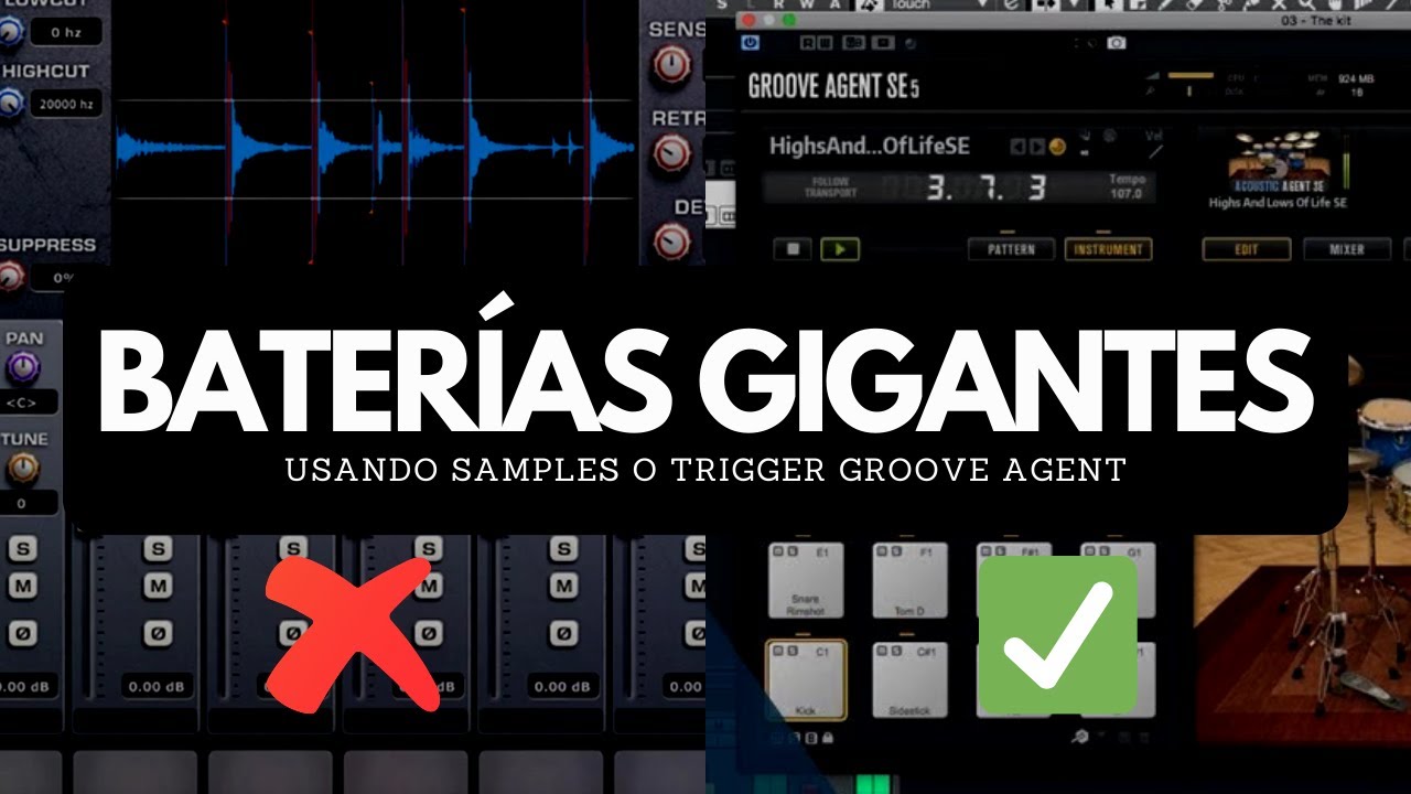 🥁Baterías acústicas gigantes con SOUND REPLACE, TRIGGER, SAMPLEO usando Groove Agent en CUBASE
