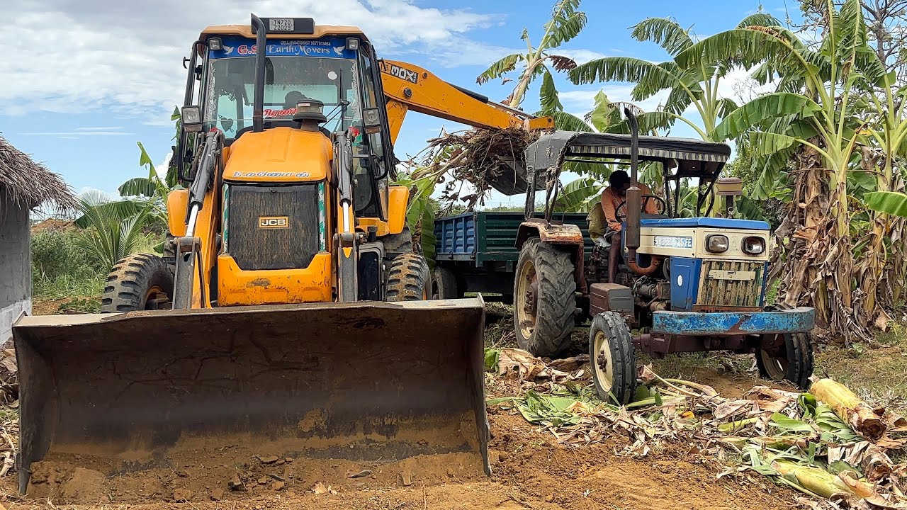 JCB 3DX Plus Working for Loading a Banana Trees & Mud Tractor Work 2026 || JCB Video 