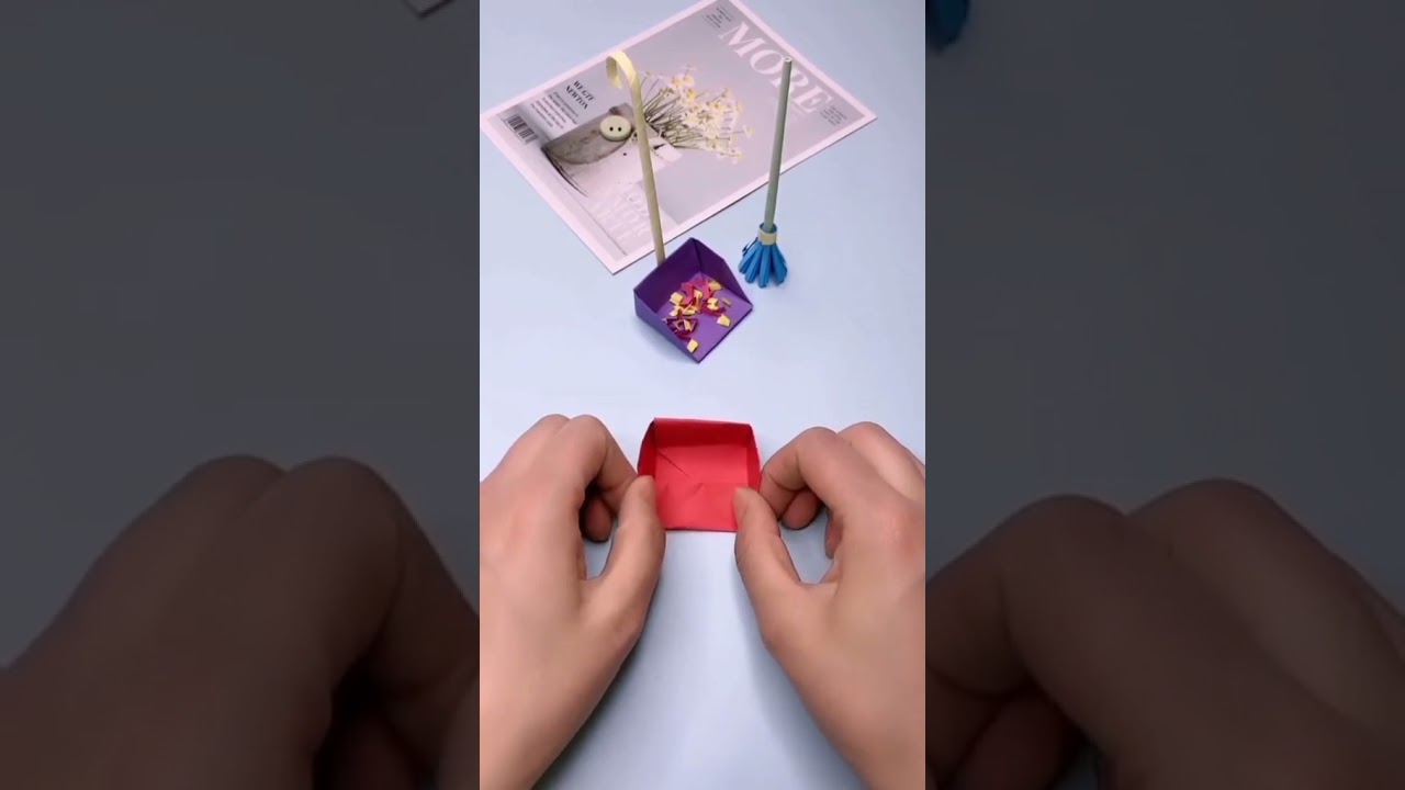 DIY mini paper Dustbin with Broom and Dustpan #diy #origami #papercraft