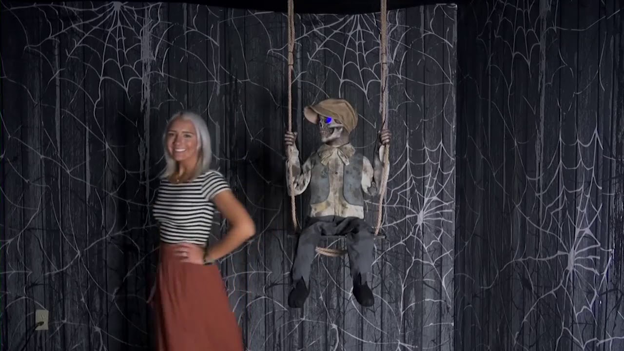 Swinging Skeleton Boy Animated Halloween Prop